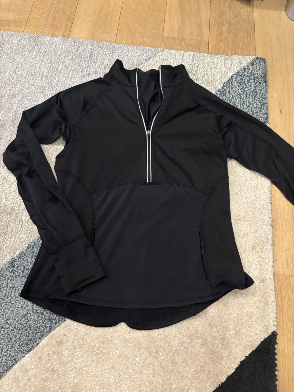 Athleta Women’s Black Quarter-Zip Performance Pullover Top Size M